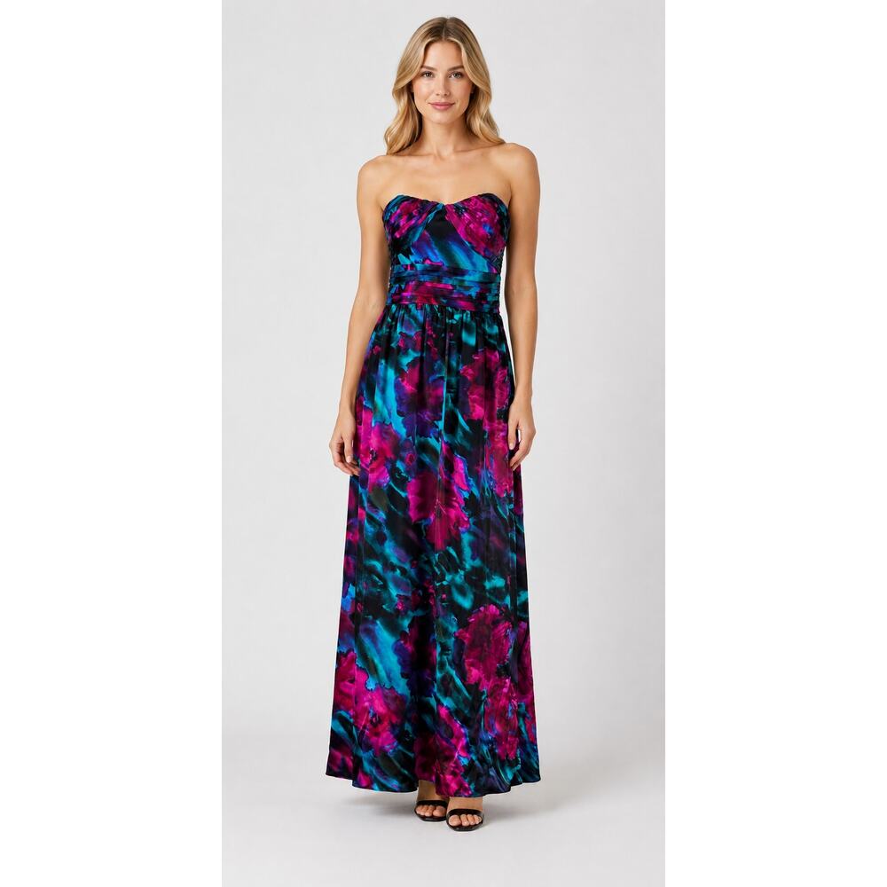 Dusk Collection Sheila Yen Vintage Silk Strapless Gown Dress Womens Size 8 Blue